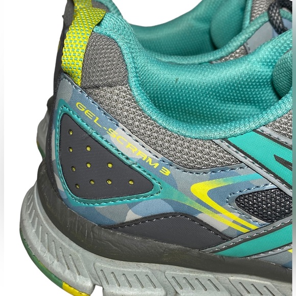 Asics 10 Gel Scram 3 Teal Gray Blue Camo Sneakers - Picture 7 of 16